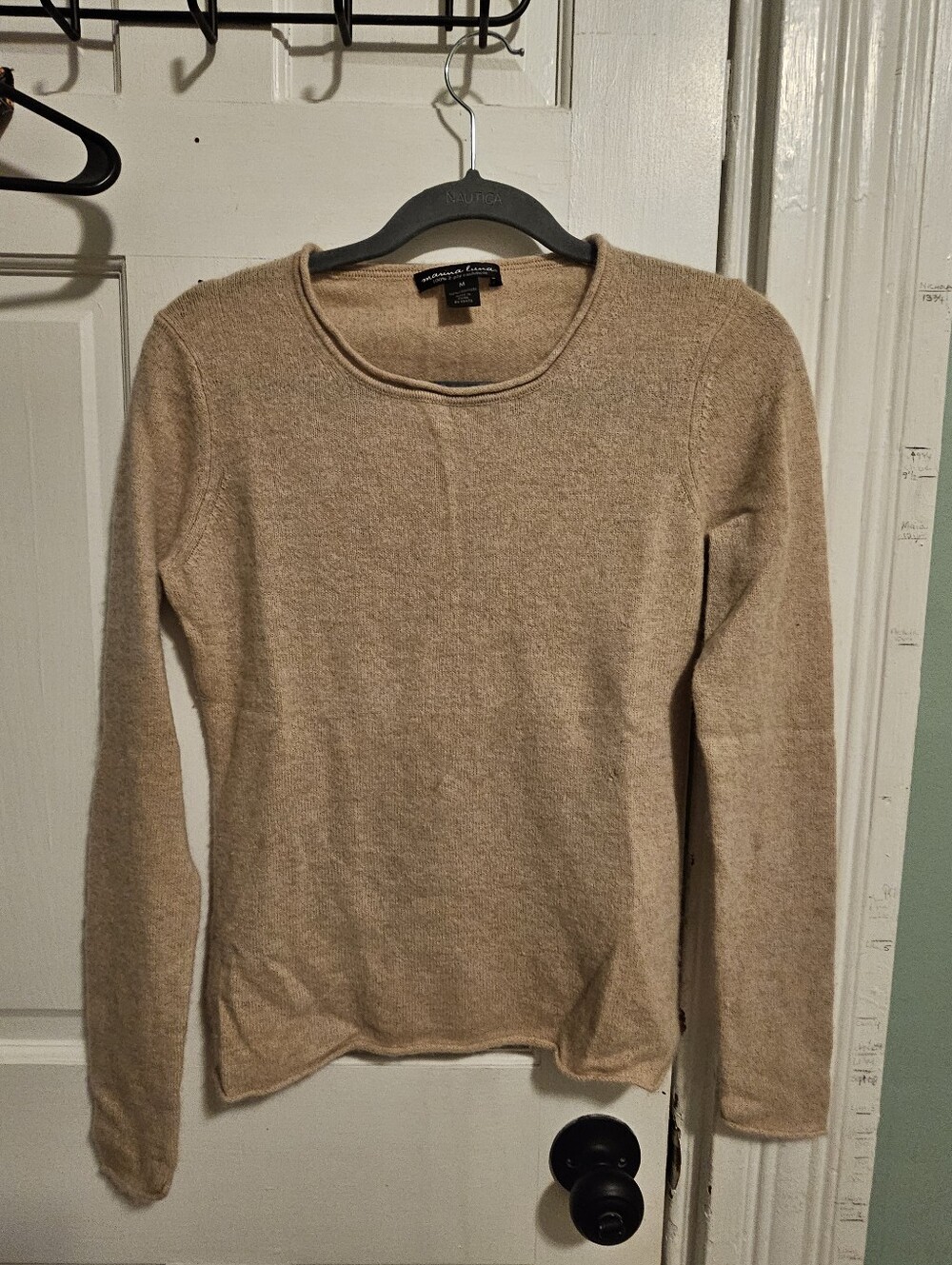 Marina Luna Women's Crewneck Sweater in Light Camel